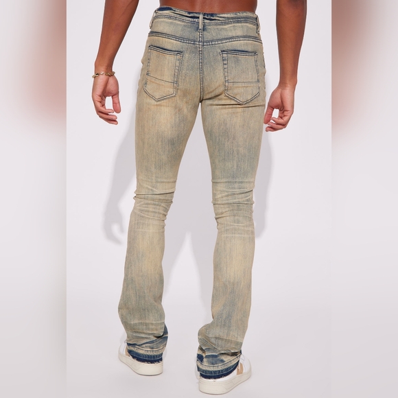 NOVA MEN No Cap Stacked Skinny Flare Jeans Medium Wash GFN64 Mens SZ 34 - Picture 4 of 4